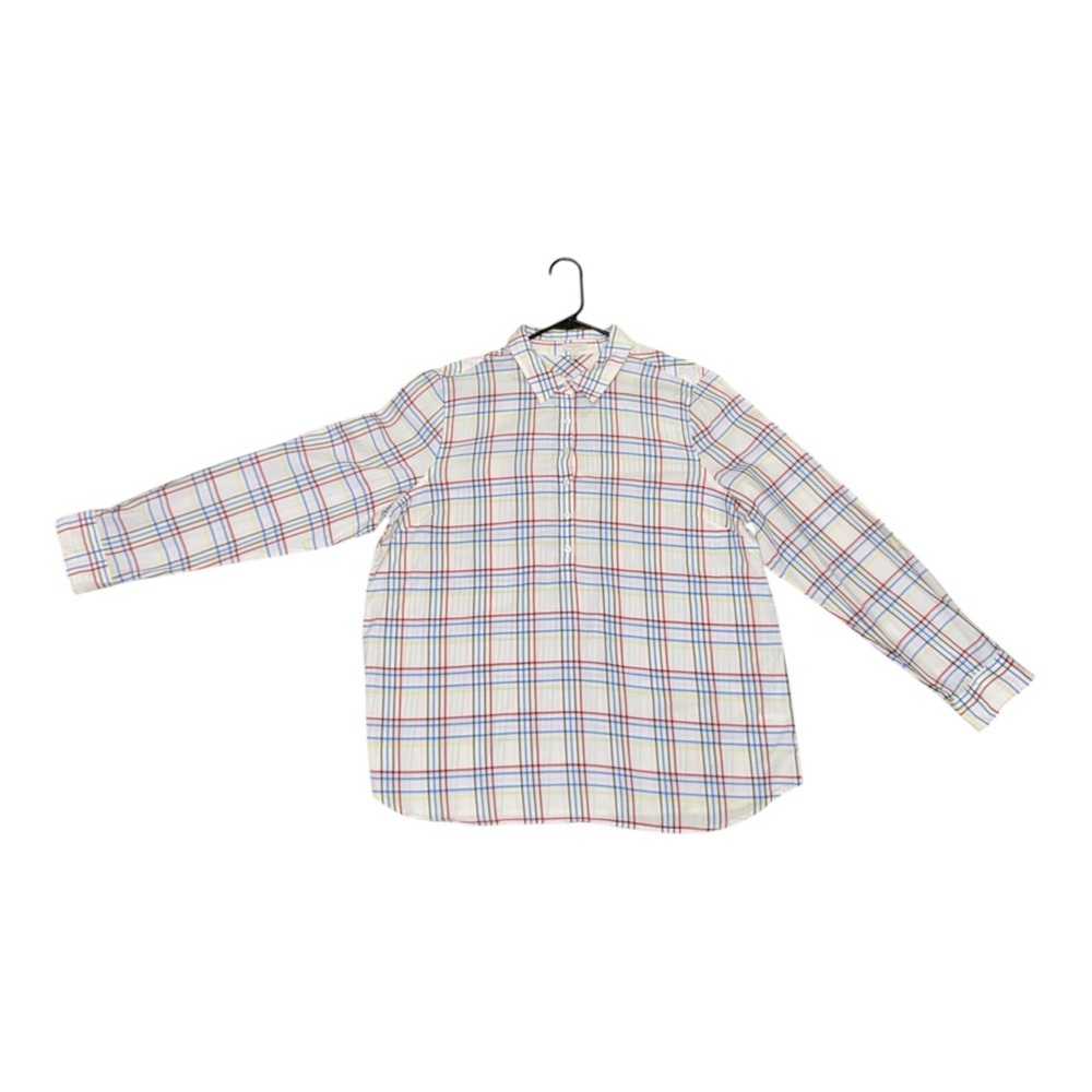 Talbots White and Red Boxy Button Down Shirt